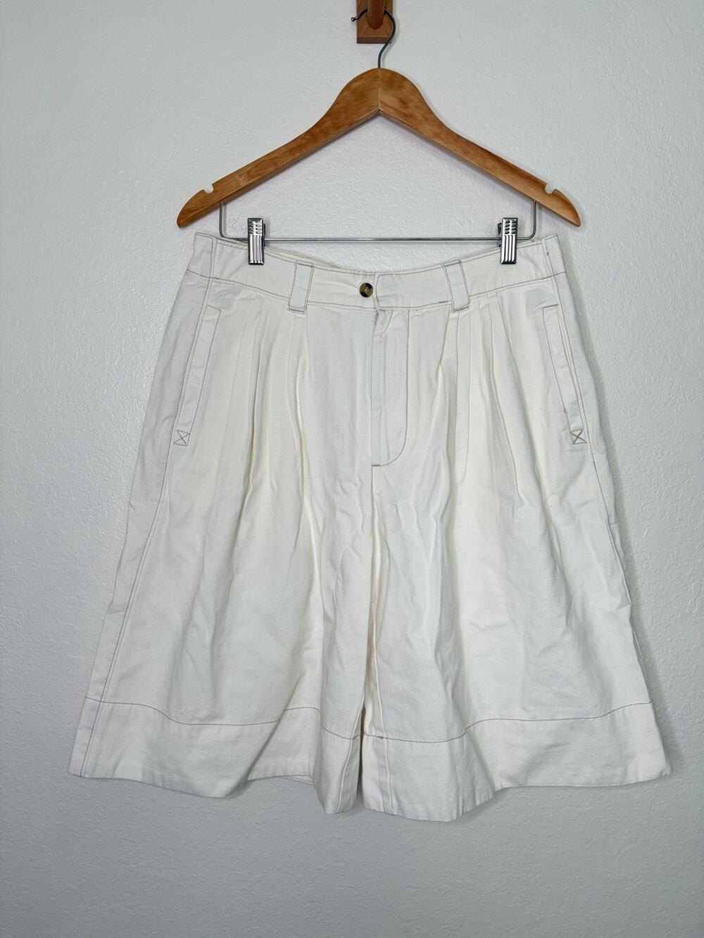 NWOT Free People Sadie A Line Long Trouser Shorts Pleated Women's Size 10 White